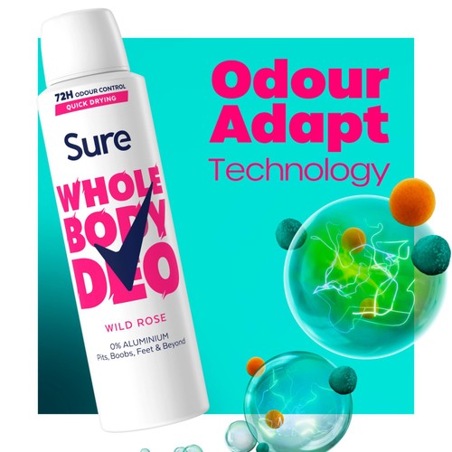 Sure Women Wild Rose Whole Body Deodorant Spray 72h Odour Control   150ml