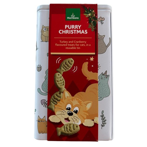 Morrisons Festive Merry Purrmas Cat Treat Tin