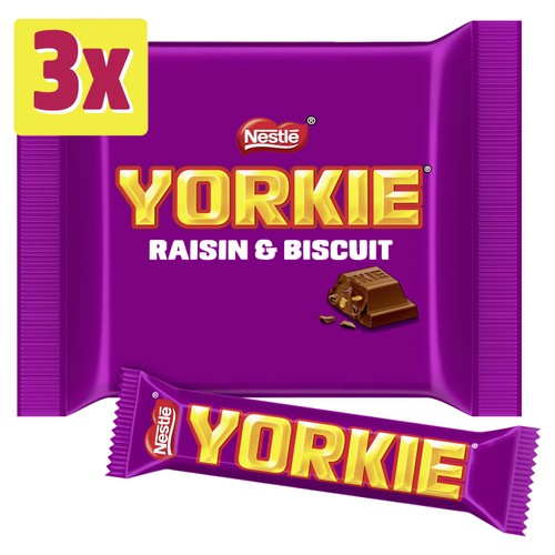 Yorkie Raisin & Biscuit Chocolate Bar Multipack 3 Pack