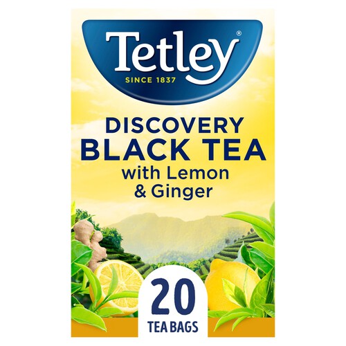 Tetley Discovery Black Tea With Lemon And Ginger 20 Per Pack