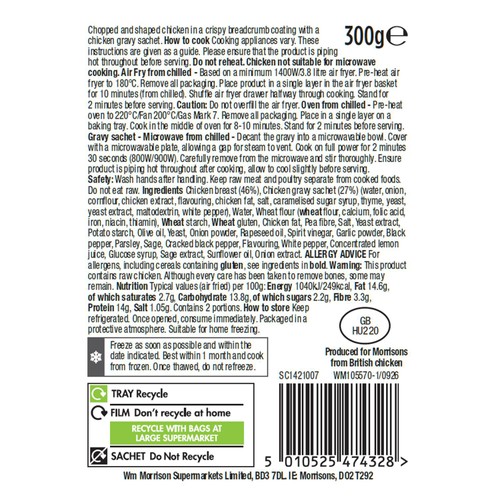 Morrisons Sage & Onion Chicken Pops With Gravy 300g