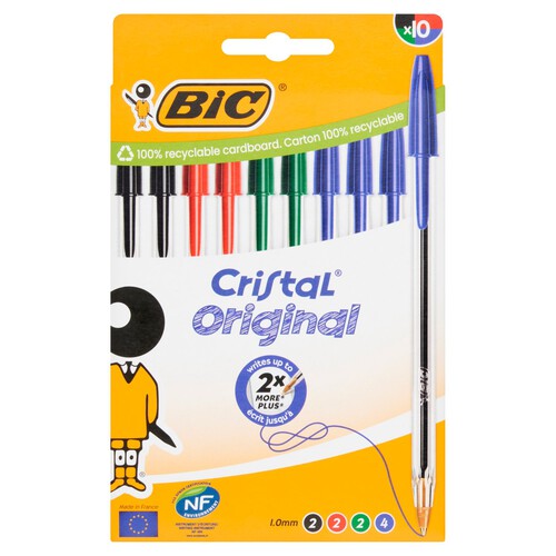 BIC Cristal Original Ballpoint Pens 10pk - Assorted