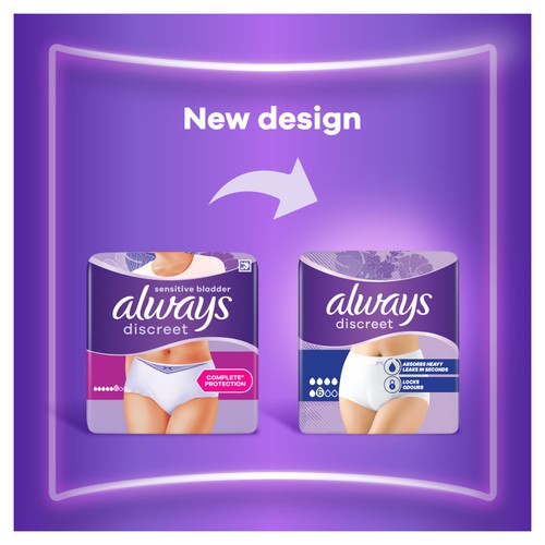 Always Discreet Underwear Incontinence Pants Normal Medium 12 pack