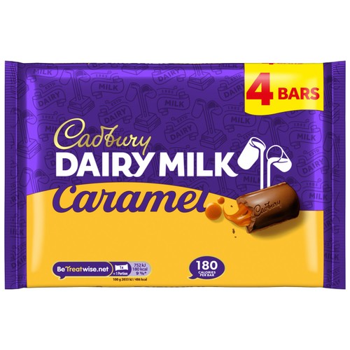 Cadbury Dairy Milk Caramel Chocolate Bar 4 Pack Multipack