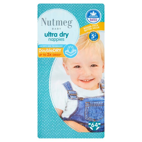 Nutmeg Ultra Dry Nappies Size 5+ 