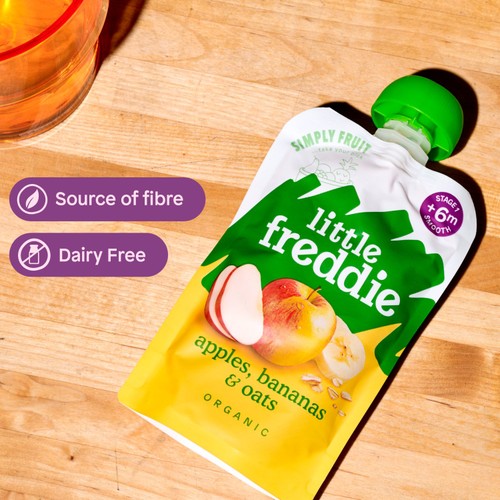 Little Freddie Apples, Bananas & Oats Baby Food Pouch 6 Months 100G
