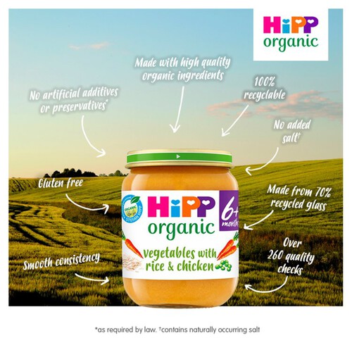 HiPP Organic Vegetables with Rice And Chicken Baby Food Jar 6+ Months