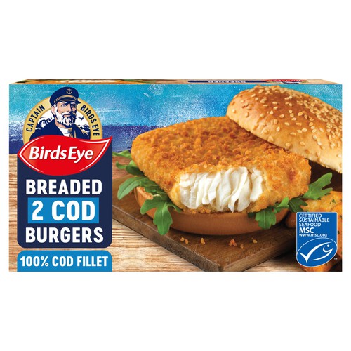 Birds Eye 2 Breaded Cod Fish Burgers