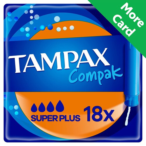 Tampax Compak Super Plus Tampons with Applicator 18 pack