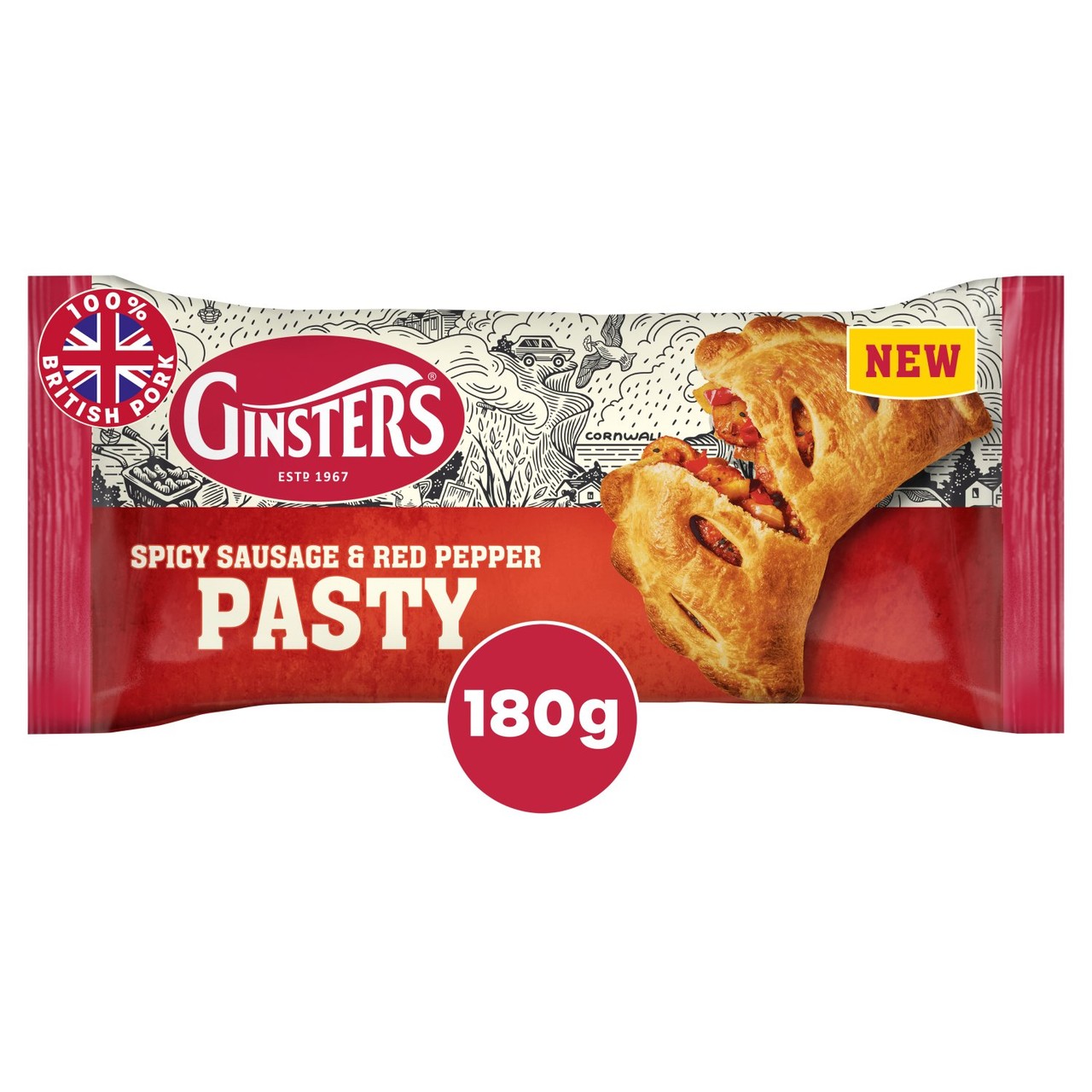 Ginsters Spicy Sausage And Red Pepper Pasty 180g