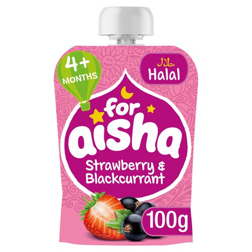 For Aisha Strawberry & Blackcurrant Pouch 4m+ 