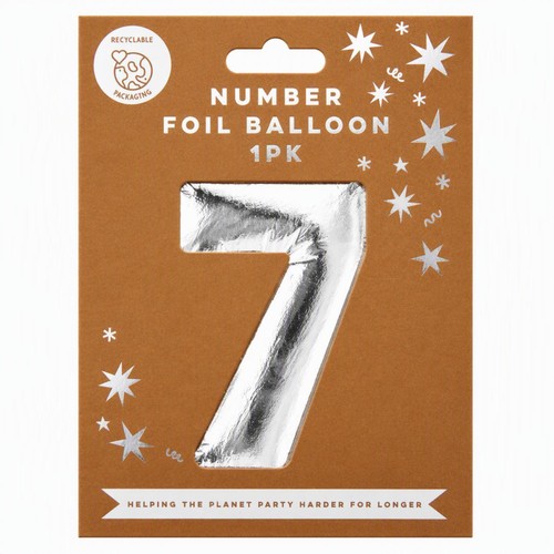 Mad Party Number. 7 Silver Foil Balloon