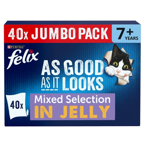 FELIX As Good As it Looks Senior 7+ Mixed in Jelly Wet Cat Food 40x85g