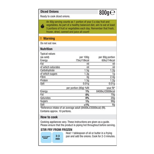 Morrisons Ready Prepared Diced Onions 800g