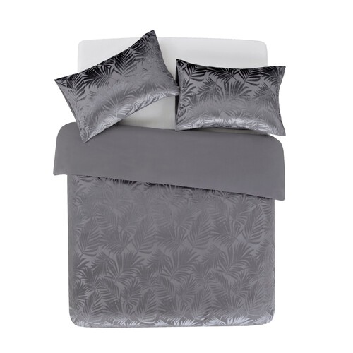 Nutmeg Home Velvet Palm Leaf Duvet Set King