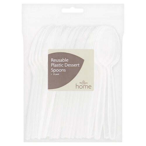 Morrisons Reusable Plastic Dessert Spoon 25Pk