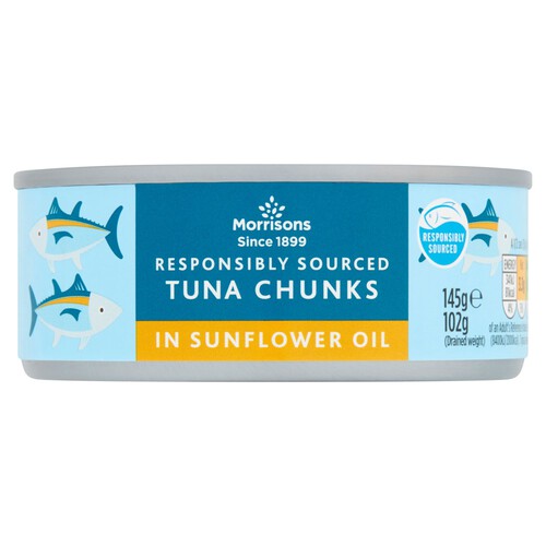 Morrisons Fad Free Tuna Chunks In Sunflower Oil  (145g)