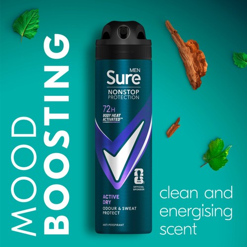 Sure For Men Active Dry Anti Perspirant Nonstop Deodorant 150ml
