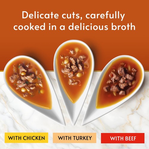 Gourmet Soup Royale Chicken, Beef, Turkey Wet Cat Food Pouch 6 X 45G