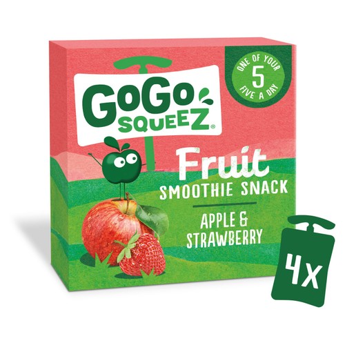 GoGo squeeZ Fruit Smoothie Snack Apple and Strawberry 4x90g