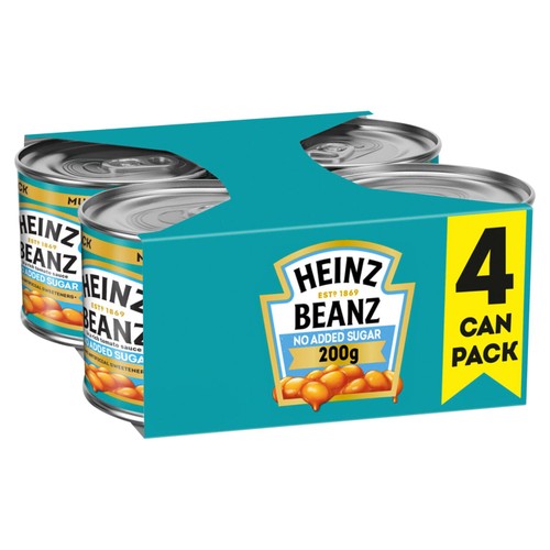 Heinz No Added Sugar Baked Beans in Tomato Sauce 4 x 200g