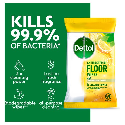 Dettol Floor Wipes Lemon & Lime Extra Large Wipes