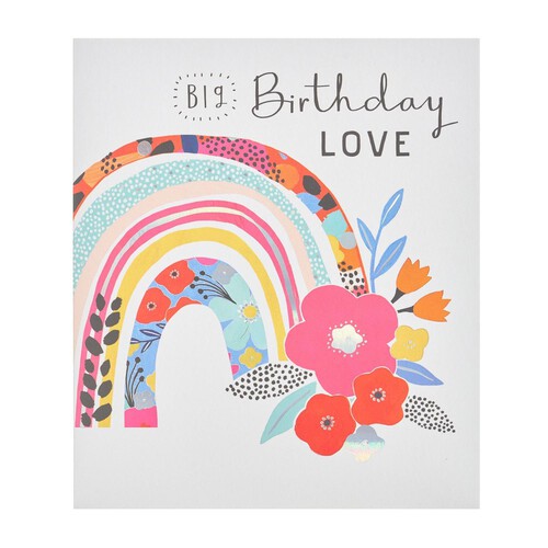 Contemporary Rainbow Flowers Birthday Card L008