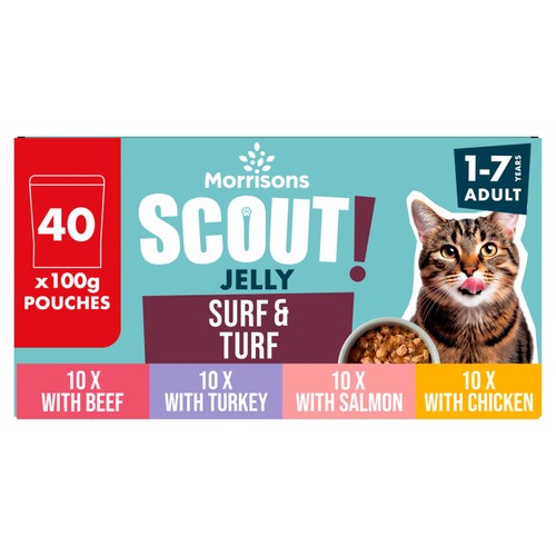 Morrisons Scout Surf & Turf In Jelly Adult Cat Food 40 x 100g