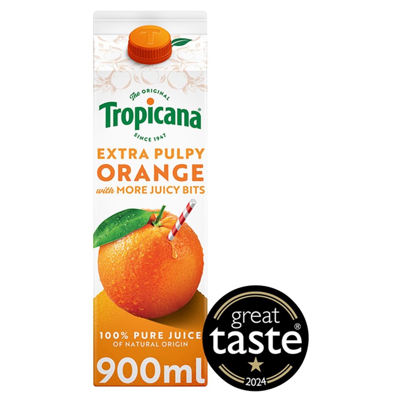 Tropicana Pure Orange Fruit Juice With Extra Juicy Bits 900ml