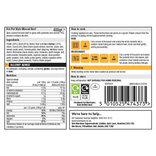 Morrisons Slow Cooked Beef Mince Hot Pot 400g