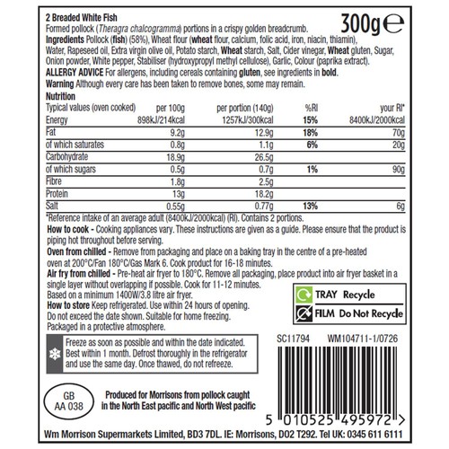 Morrisons Savers Breaded Whitefish Fillets 300g