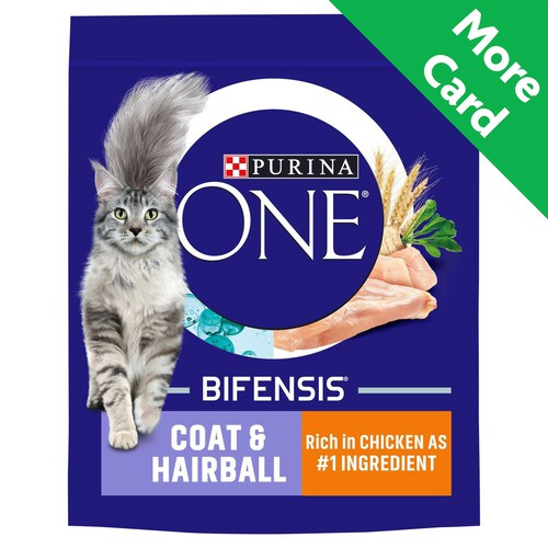 Purina ONE Adult Dry Cat Food Coat & Hairball, Rich in Chicken 750g