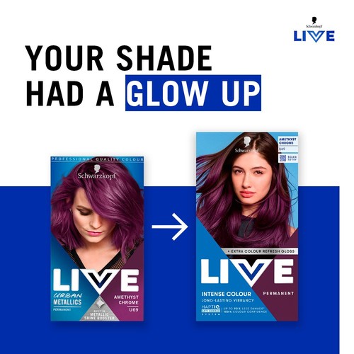 LIVE Intense Colour Permanent Hair Dye U69 Amethyst Chrome