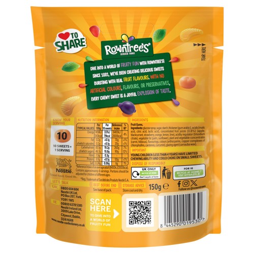 Rowntree's Fruit Gums Vegan Friendly Sweets Sharing Bag 