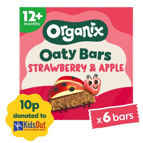 Organix Strawberry & Apple Oaty Organic Bars Toddler Snacks Multipack 6x23g
