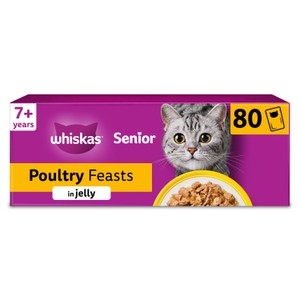 Whiskas Senior 7+ Poultry Feasts in Jelly Wet Cat Food Pouches 80x85g