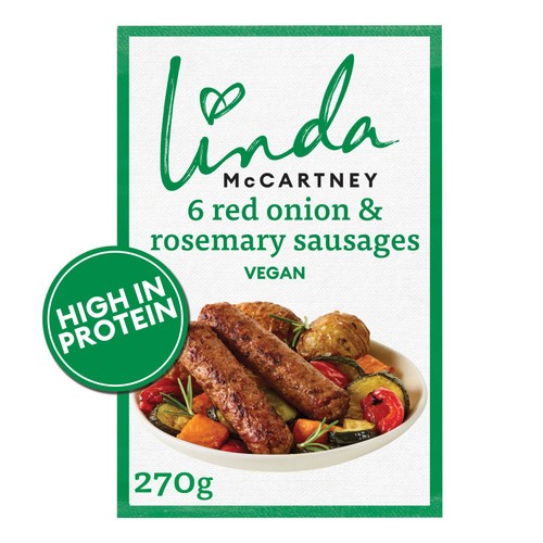 Linda McCartney's vegetarian red onion rosemary sausages