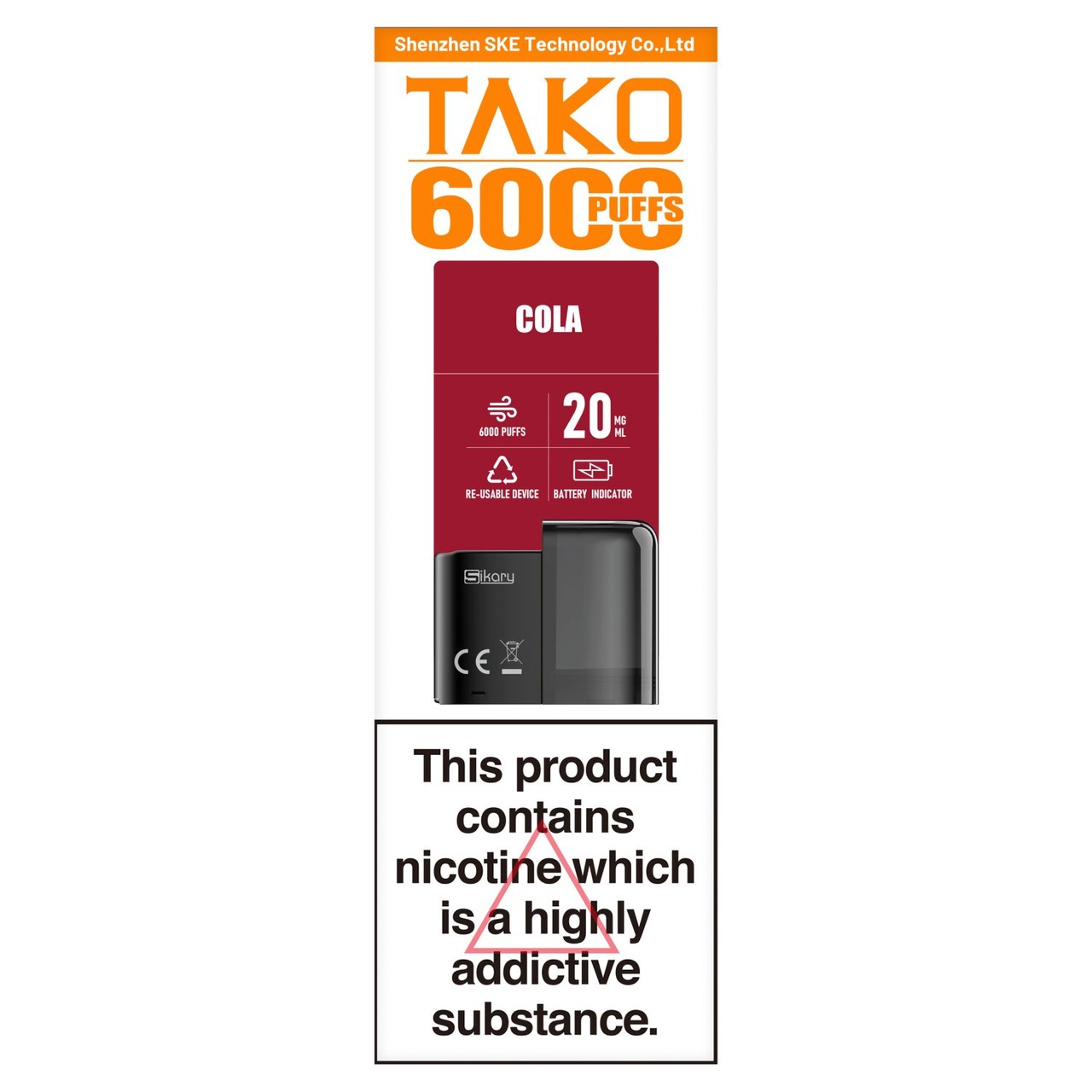 Sikary SP6000 Replacement Pods Cola 20mg