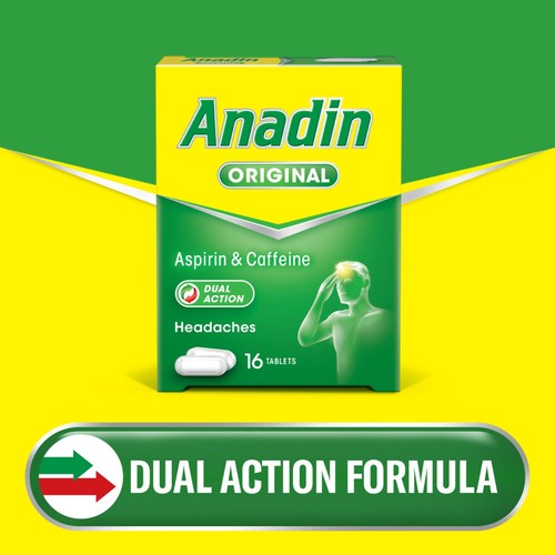 Anadin Original Aspirin & Caffeine Pain Relief Tablets 16s