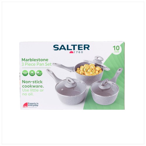 Salter Marblestone 3 Piece Pan Set Grey
