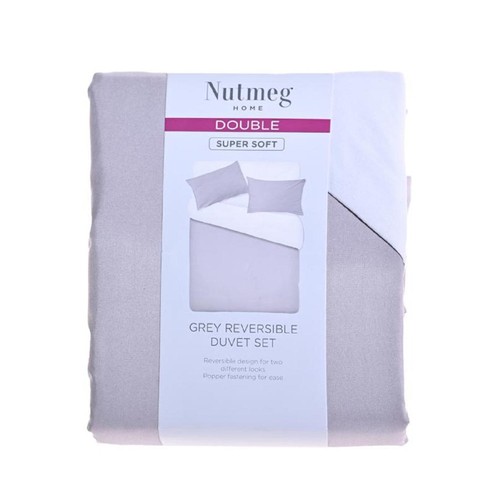 Morrisons nutmeg home soft touch white grey duvet set double