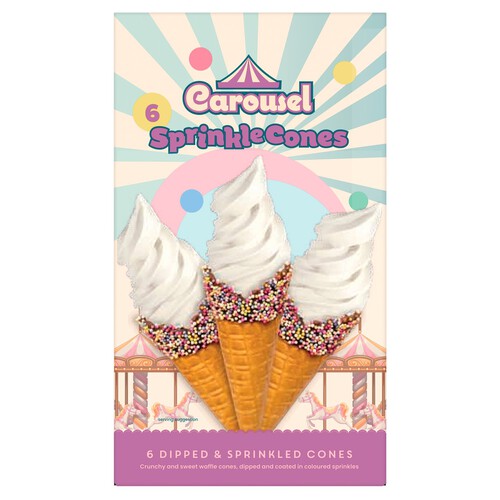 Carousel Dipped Waffle Cones With Sugar Sprinkles