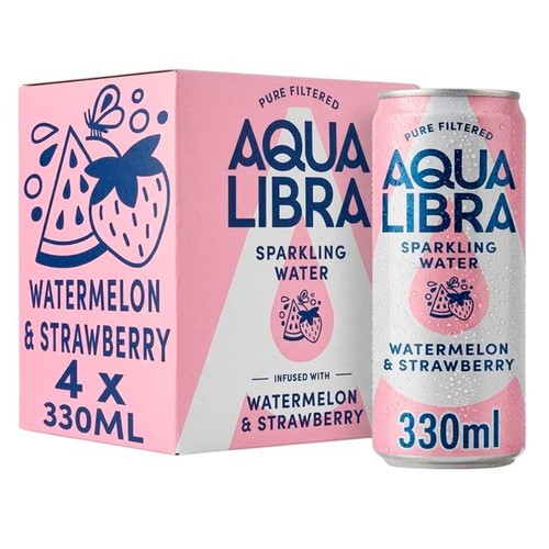 Aqua Libra Watermelon & Strawberry Sparkling Water  4 x 330ml