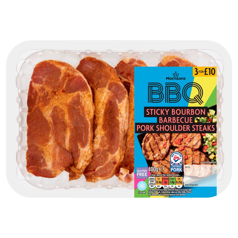 Morrisons BBQ Sticky Bourbon Barbecue Pork Shoulder Steaks Morrisons