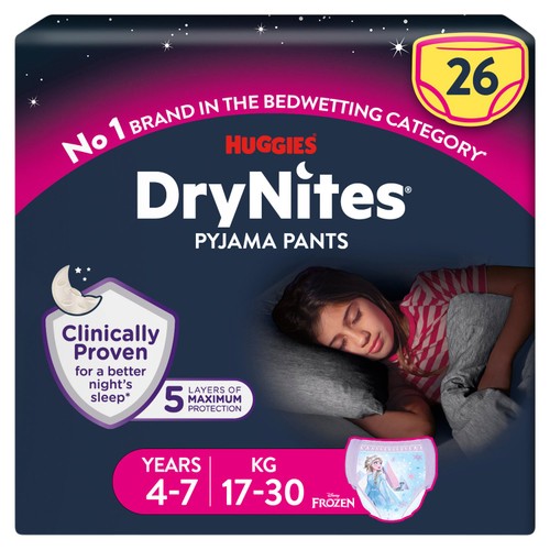 Huggies Drynites Age 4-7 Pyjama Pants Girl Mega 