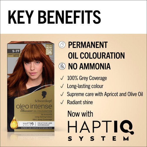 Schwarzkopf Oleo Intense Permanent Hair Dye 5-77 Glossy Auburn