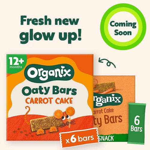 Organix Carrot Cake Oaty Bars Organic Toddler Snacks Multipack 6x23g