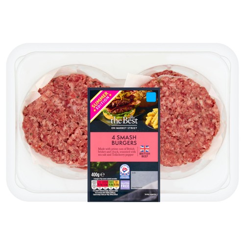 Morrisons British The Best BritishSmash Burgers 4 Pack 400g