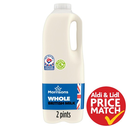 Morrisons British Whole Milk 2 Pint