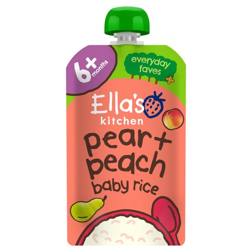 Ella's Kitchen Pear and Peach Baby Rice Baby Food Pouch 4+ Months